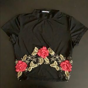 Fashion Nova Mesh Floral Top Small